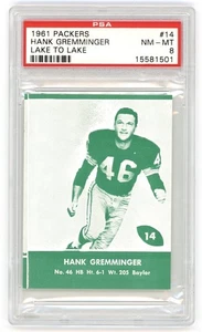 1961 Lake to Lake Green Bay Packers #14 Hank Gremminger PSA 8 NM-MT - Bild 1 von 2