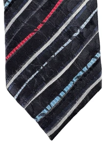 Corbata a Rayas KENZO Homme Negra Plata Roja Azul 100% Seda Como Nueva Hecha en Italia Para Hombre - Imagen 1 de 5