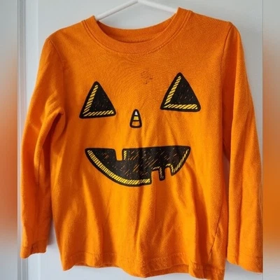 Детский sz4T Хэллоуин тыквы лицо длинным рукавом рубашка оранжевый Jack O фонарь осени - Изображение 1 из 4