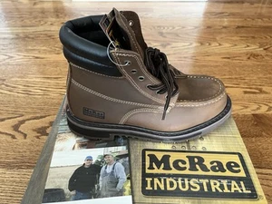 McRae Industrial Leather Steel Toe Boots, Size 8W, New In Box - Picture 1 of 10