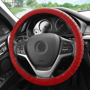 FH Group Nibbed Silicone Steering Wheel Cover w/ Massaging Grip Fits 14.5"-15.5" - Picture 1 of 5