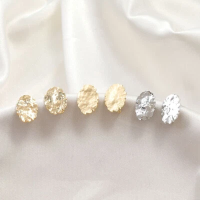 6 postes ovalados martillados tono oro/plata, pendientes ovalados de oro mate Foto 1 de 4