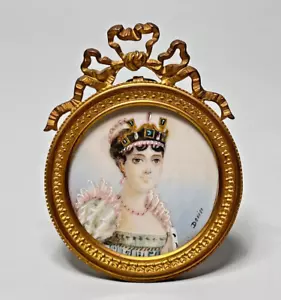 19c. Viktorianische handgemalte Miniaturmalerei Portrait Kaiserin Josephine signiert - Bild 1 von 9