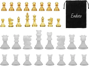 Endoto Resin Chess Pieces Mold Set, 16 Pieces Full Size 3D Silicone Chess Molds  - Picture 1 of 12