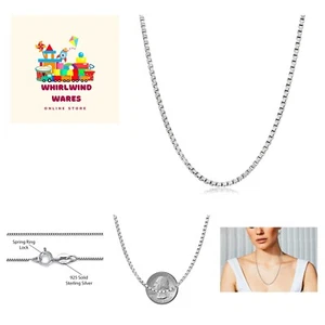 Hypoallergenic 2.5MM Box Chain Necklace in Solid 925 Silver - Safe for All Skin - Picture 1 of 8