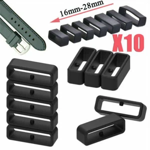 10X Silikon Ersatzschlaufen für Kautschuk-Silikon Uhrenarmband schwarz 18mm-24mm - Picture 1 of 15