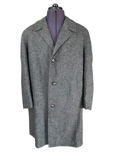 Ballantyne Scotch Tweed Overcoat Grey Mid Length Virgin Wool Men's 26 UK 46 - Picture 1 of 14