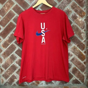Nike Team USA Olympics Graphic T Shirt Red Dri Fit Mens Size XL Suede Feel Logo - Picture 1 of 10
