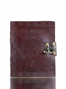 The Journey Leather Diary with Unlined Pages and Metal Lock AU