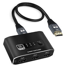 1 Pcs 3x1 HDMI Switcher With 8K HDMI Cable HDMI Switcher Support HDCP2.3 HDR10