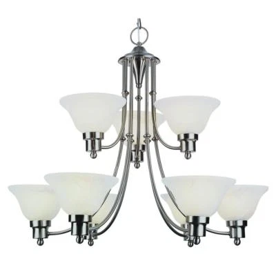 Bel Air Lighting Stewart 9-Light Brushed Nickel Chandelier with Marbleized Glass - Image 1 of 3