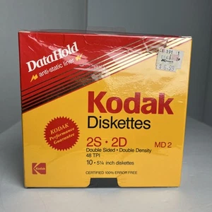 Kodak 5 1/4" Diskettes 2S 2D Double Sided 10 Computer Discs Double Density New - Afbeelding 1 van 20