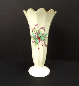 9" Holiday Fine Bone China Vase mit echten 24K Gold Stechpalme Zuckerstangen & Bänder - Bild 1 von 12