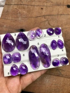 Par de amatista corte rosa: piedras preciosas naturales sueltas de amatista púrpura para pendientes - Imagen 1 de 3