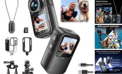 Cámara deportiva de doble pantalla | Cámara de acción para pulgar 128G, portátil en el pecho para  Foto 1 de 4