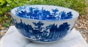 Vintage China Azul Chinoiserie Azul y Blanco X-Large Bowl - Imagen 1 de 8