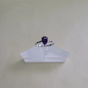 Moroccan Amethyst, White Zircon Rhodium Over Sterling Silver Ring (Size 8) 1.25 - Picture 1 of 4