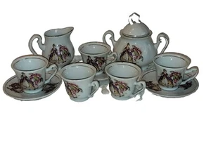 VTG FENA PORZELLAN CHILDS TEA SET 5 CUPS 3 SAUCERS SUGAR BOWL CREAMER VICTORIAN - Picture 1 of 12