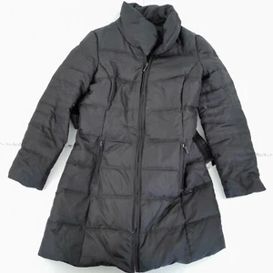 ZARA Jacket XL Black Womens Down Feather Coat Padded Belt Mock Neck - Picture 1 of 11