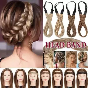 Thick Plaited Braided Headband Chunky Hair Extensions Real as Human Hair Band US - Picture 1 of 40