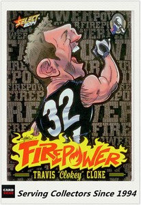 2014 AFL Champions Laserfoil Firepower Caricature FC11 Travis Cloke (Coll'wood)