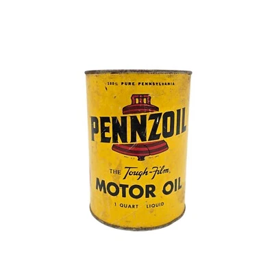 Aceite de motor Pennzoil original vintage años 40 lata de cartón de metal de 1 cuarto Foto 1 de 4