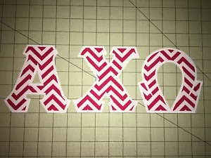 ALPHA CHI OMEGA 5 INCH GREEK SORORITY IRON ON LETTERS (NO SEW) - CHEVRON - Picture 1 of 1