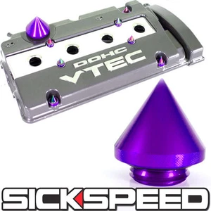 PURPLE HONDA ACURA SPIKED BILLET ALUMINUM ENGINE VALVE COVER OIL FILLER CAP B16 - Bild 1 von 1