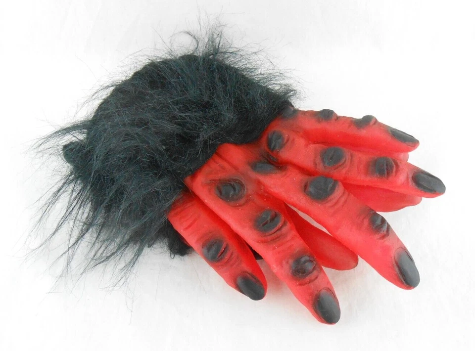 Rojo Peludo Hombre Lobo Monstruo Adulto L Guantes Halloween Disfraz Foto 1 de 4
