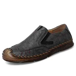 Men's Loafers Handmade Leather Casual Shoes Comfortable Classic Flats Soft Shoes - Picture 1 of 26