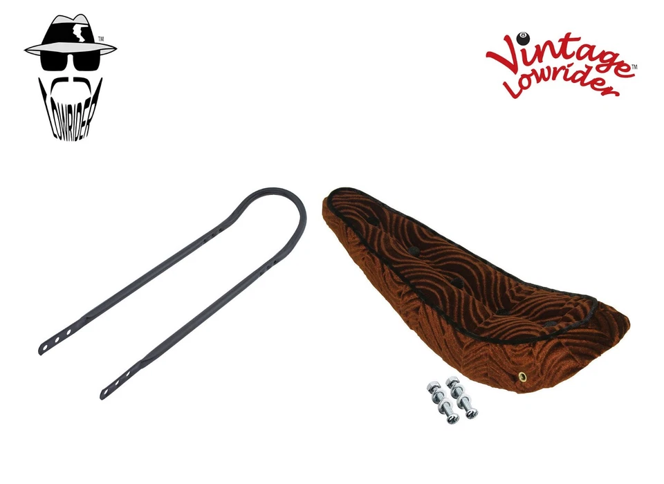 20" ORIGINAL LOWRIDER Velour 5 Button Brown Banana W/Seat Black Sissy Bar 20" - Imagem 1 de 1