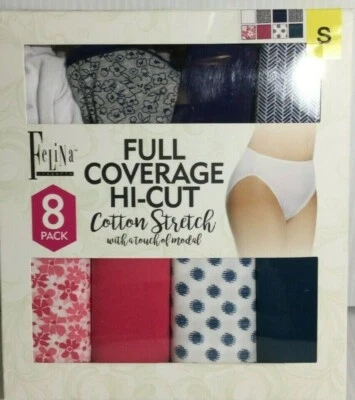 Felina Women Full Coverage Hi Cut Cotton Panties-Size:S-New - Image 1 of 2