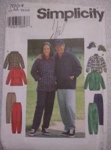 Simplicity 7854 Vintage Unisex Jacket Top Pants & Hat Pattern Sz Xs-M Uncut - Picture 1 of 2