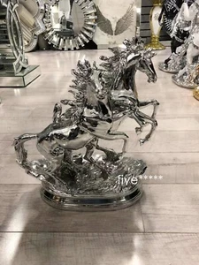 Silber italienisches Doppelpferd Ornament römisch Porzellan Wohnkultur UK Regalsitter - Bild 1 von 1
