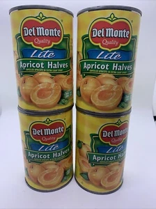 Del Monte Lite Apricot Halves 4 Cans 15 Oz Each B/b 03/2025 - Picture 1 of 3
