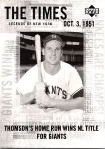 2001 Upper Deck Legends of New York #182 Bobby Thomson - Picture 1 of 2
