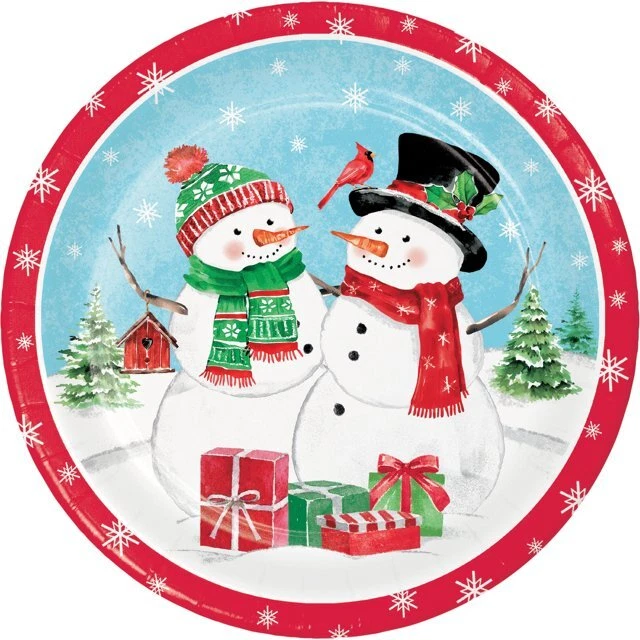 Snowflakes and Snowmen Paper 8 Ct 9" Luncheon Plates - Image 1 of 1