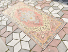 Tapis turc 38'' x 79'' vintage anatolien tapis teignant silencieux tapis Oushak tapis à pile basse