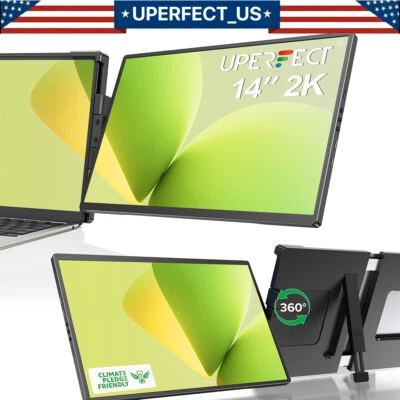 UPERFECT Laptop Screen Extender, 2K 14" 2240x1400 QHD IPS Portable Monitor Used - Image 1 of 4