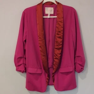 Hutch Anthropologie Blazer 3/4 Sleeve Slouchy Hot Pink size Small - Picture 1 of 8
