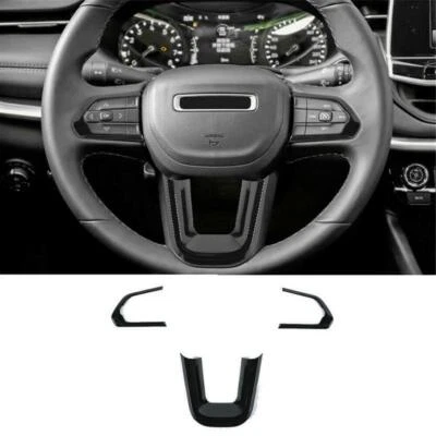 Black Interior Steering Wheel Cover Trim For Jeep Compass 2021-2023 Accessories - Image 1 of 4