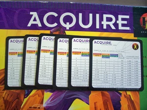 Juego de (6) seis piezas de tarjetas de información para 1999 Hasbro Game of ACQUIRE - Imagen 1 de 1