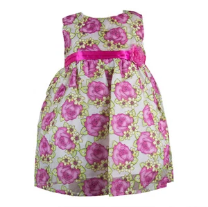 Real Love Girls Flower Dress RL002-FLW- Organza & Floral Ribbon Trim 4 to 6X - Picture 1 of 2