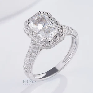 Lab Grown Diamond Engagement Ring 3.23ct IGI Certified Emerald Cut 14K Gold - Picture 1 of 5