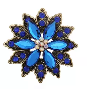 BROOCH Blue Vintage Style Flower Brooch Fashion Pin-on Brooch Mothers Day Gift - Picture 1 of 4