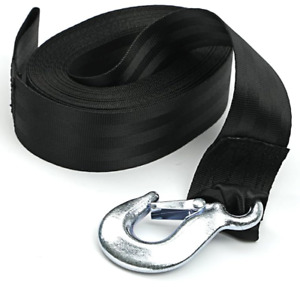 Boat Winch Strap With Hook 2" x 20ft 10000lb Maximum Break Pull Safety Black NEW