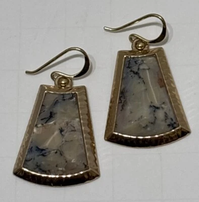 Pendientes Tailandeses Barse Tono Oro Piedra Ágata Plata 925 Gancho Tailandia Foto 1 de 4