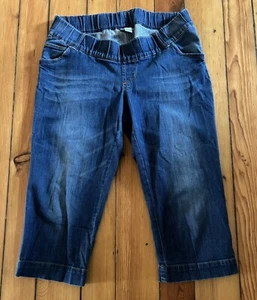 Mutterschaft Umstandshose M Denim Jeans Capri Viertelhose 100 % Baumwolle elastische Taille - Bild 1 von 5