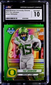 2024 Bowman U Chrome Green Refractor #171 Tez Johnson /99 CGC 10 Gem Mint POP 1 - Bild 1 von 3