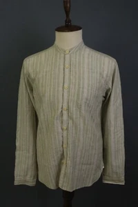 Oliver Spencer Green Striped Linen Long Sleeve Button Down Shirt Size XL - Picture 1 of 19